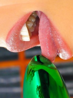 Sweet Liz Honey Trys Her New Green Dildo